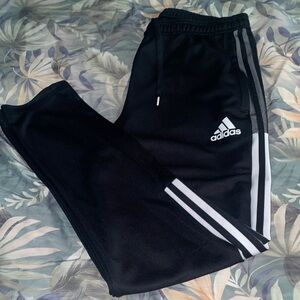 Adidas Kids Black Joggers with White Stripes